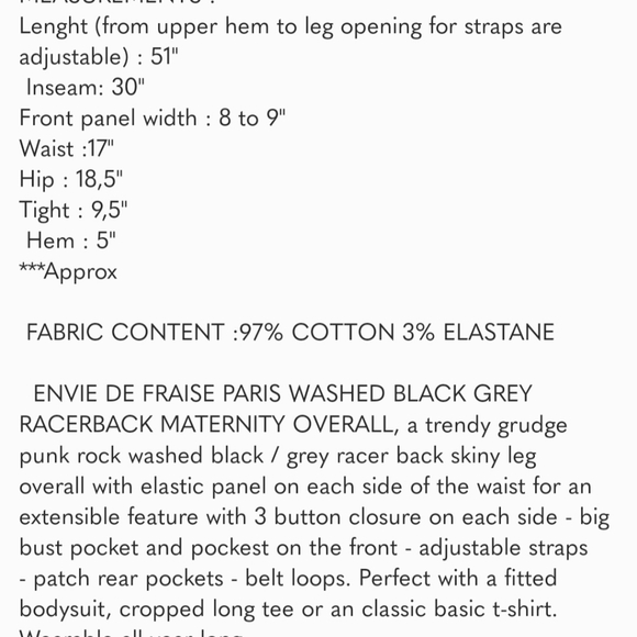 Maternity overalls from France "Envie De Franse" size 40 - Picture 10 of 10